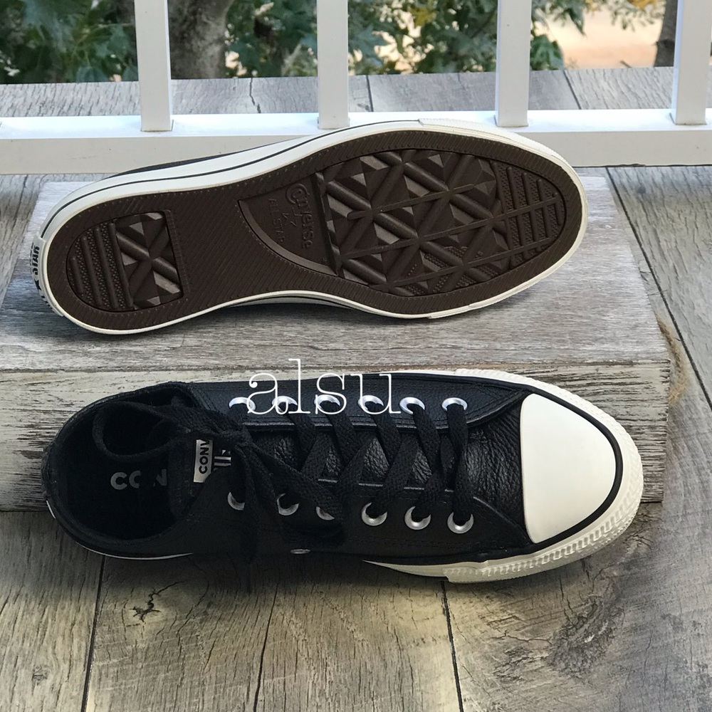 NWT Converse Ctas Ox Leather Black Egret W AUTHENT - Picture 5 of 8